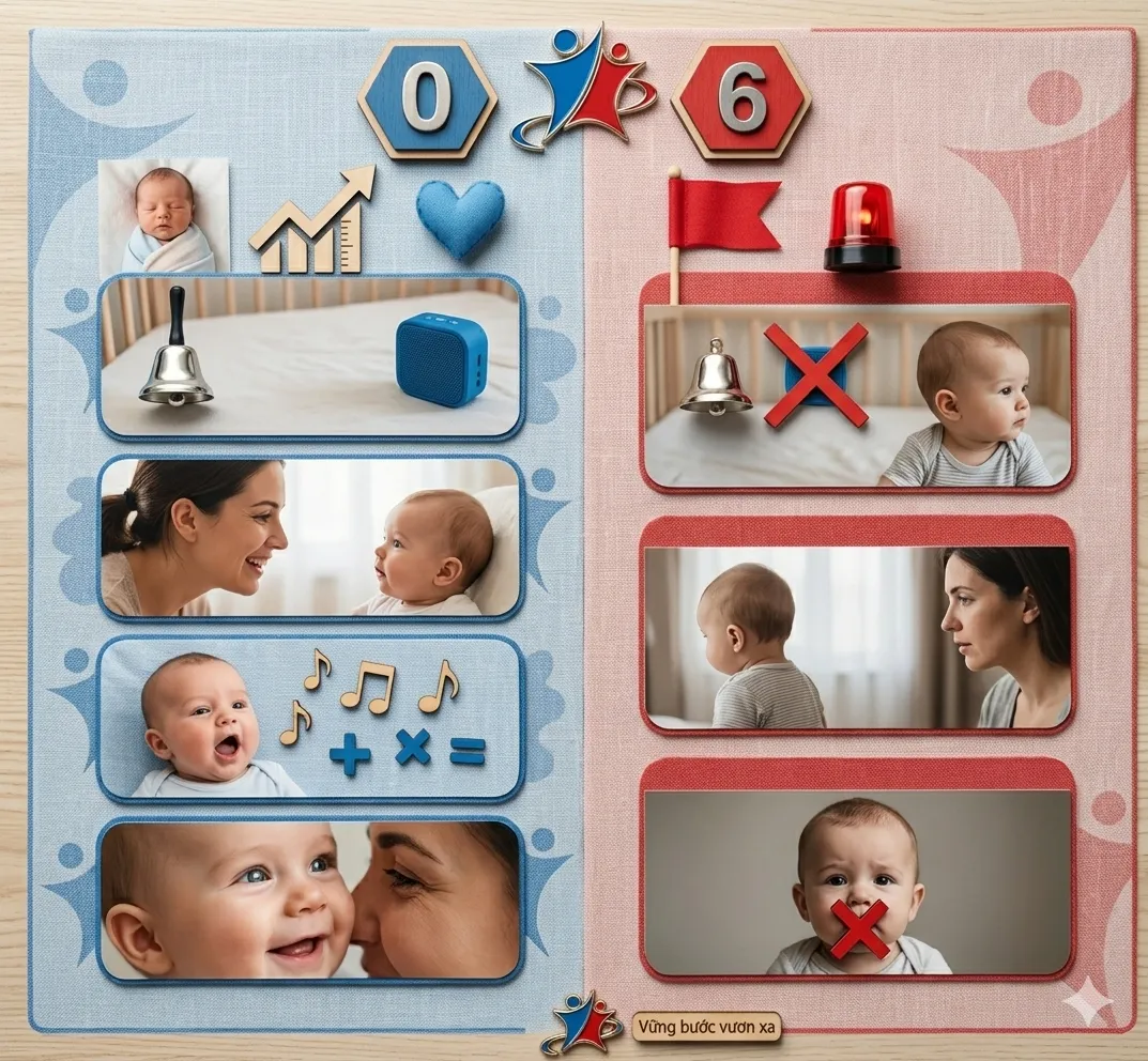 0-6 tháng: Giai đoạn tiền ngôn ngữ