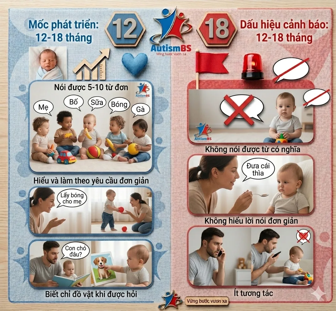 12 – 18 tháng: Bước đầu sử dụng ngôn ngữ
