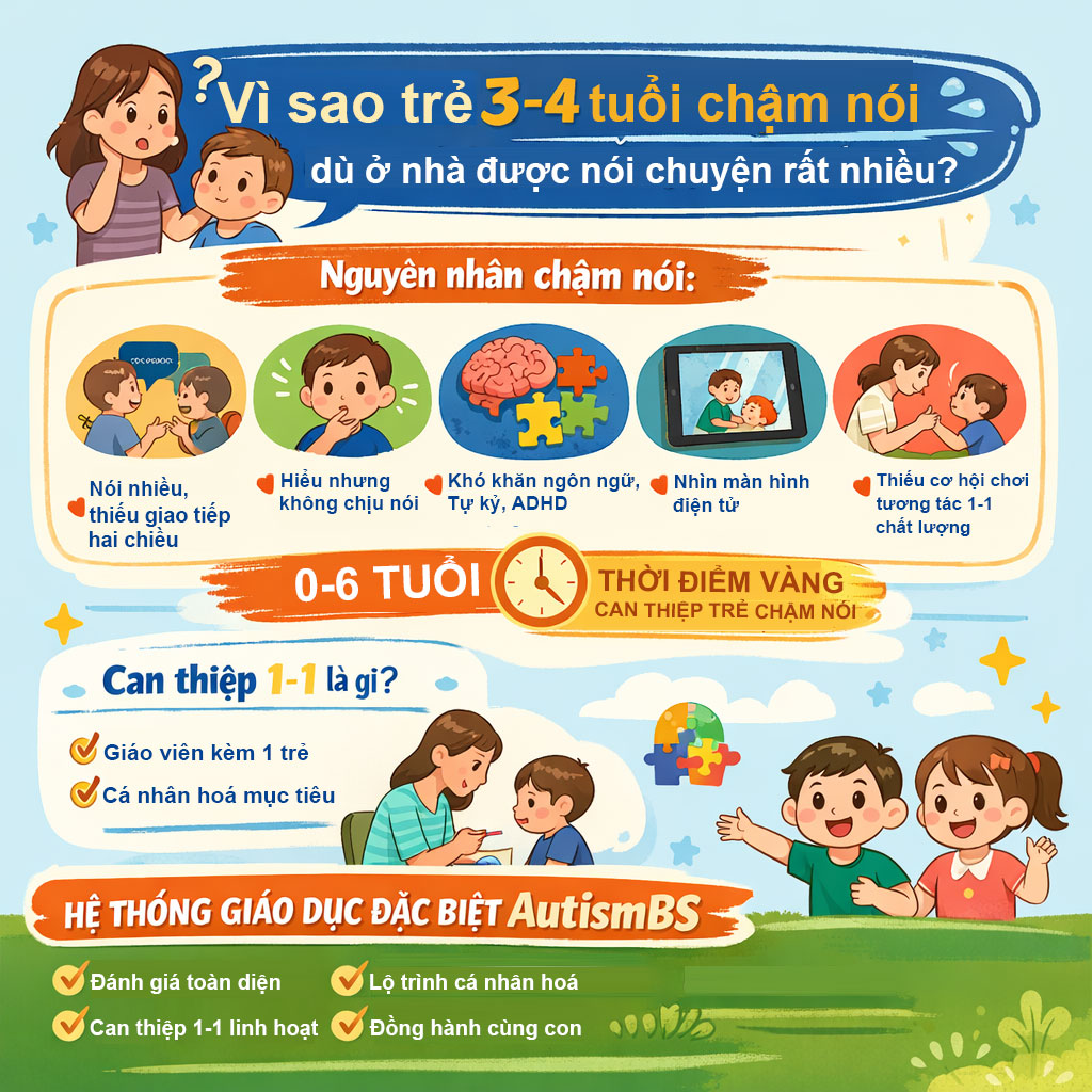 Nguyên nhân khiến trẻ 3-4 tuổi chậm nói dù bố mẹ nói chuyện rất nhiều