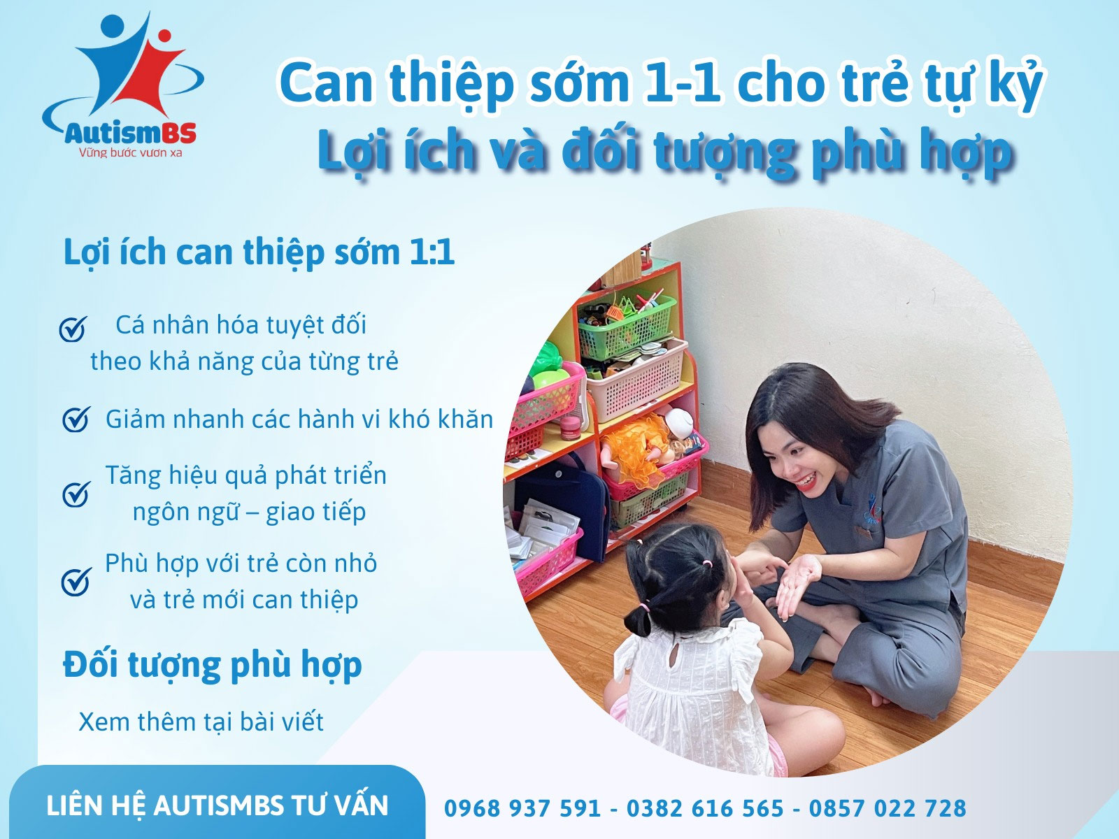 Can thiệp sớm 1-1 cho trẻ tự kỷ - Nền tảng quan trọng cho sự phát triển bền vững