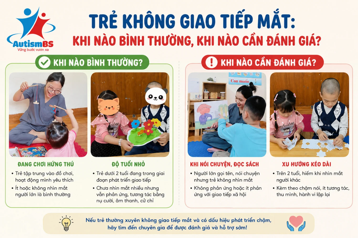 Trẻ không giao tiếp mắt: Khi nào bình thường, khi nào cần đánh giá?